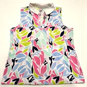 XL Tommy Bahama Golf Multicolor Bright Leaf-Print Sleeveless Tank
